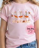 Dancing Ballerina Skeletons Shirt | Girly Halloween T-Shirt | Cute Kids Skeleton Tee | Spooky Season Toddler & Youth Fall Shirt