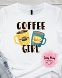 Coffee Girl T-Shirt | Retro Coffee Cups Graphic Tee | Nostalgic 90s TV Show Shirt | Stars Hollow Fan Gift | Aesthetic Fall Unisex Apparel